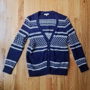 Madewell Navy Blue Knit Patterned Cardigan